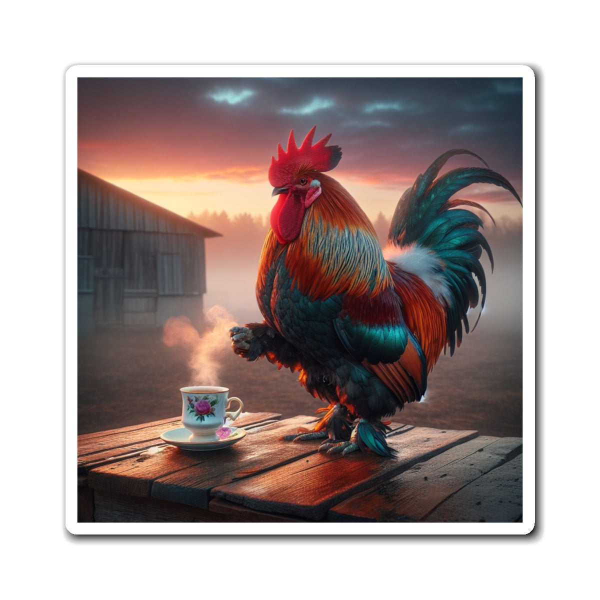 ROOSTER MORNING COFFEE magnet