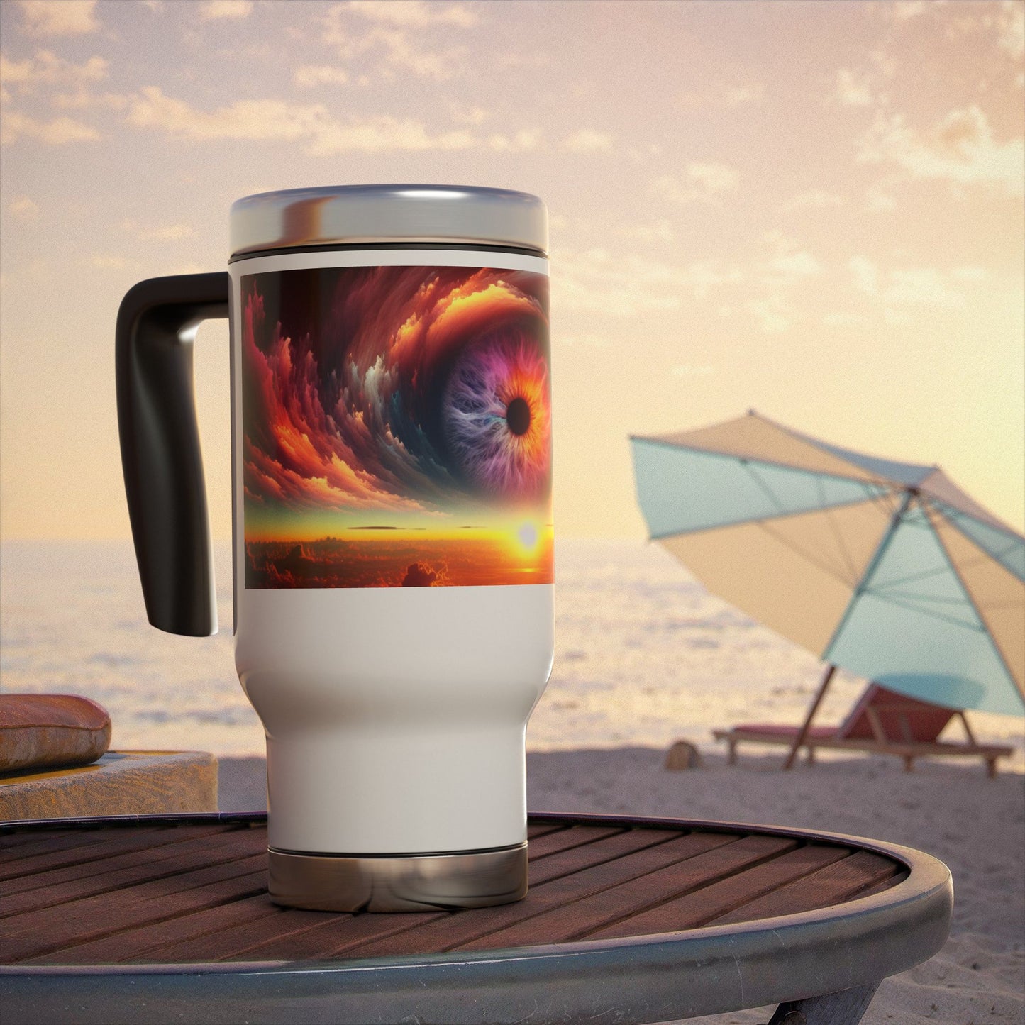 Stainless Steel Travel Mug with Handle, 14oz