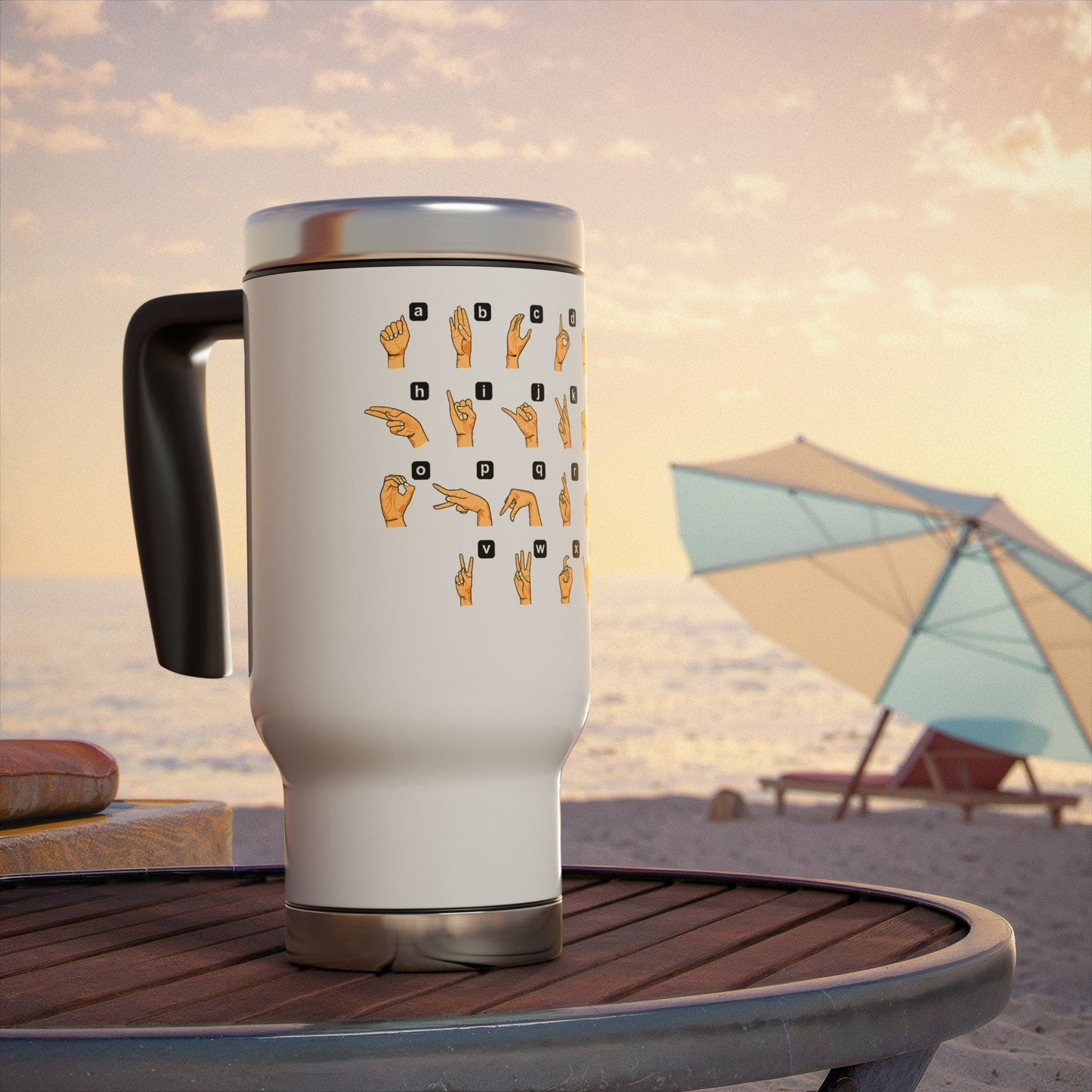 Stainless Steel Travel Mug with Handle, 14oz