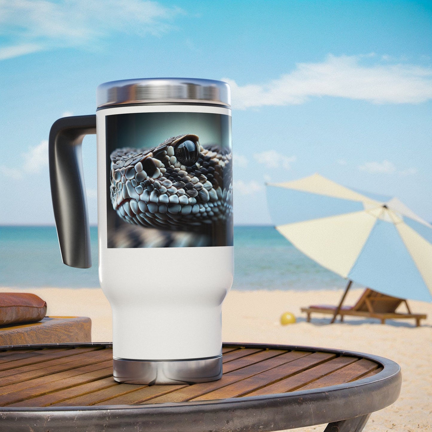 Stainless Steel Travel Mug with Handle, 14oz