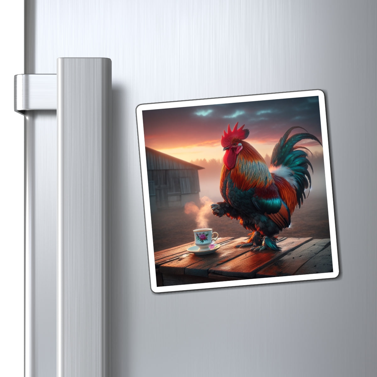 ROOSTER MORNING COFFEE magnet