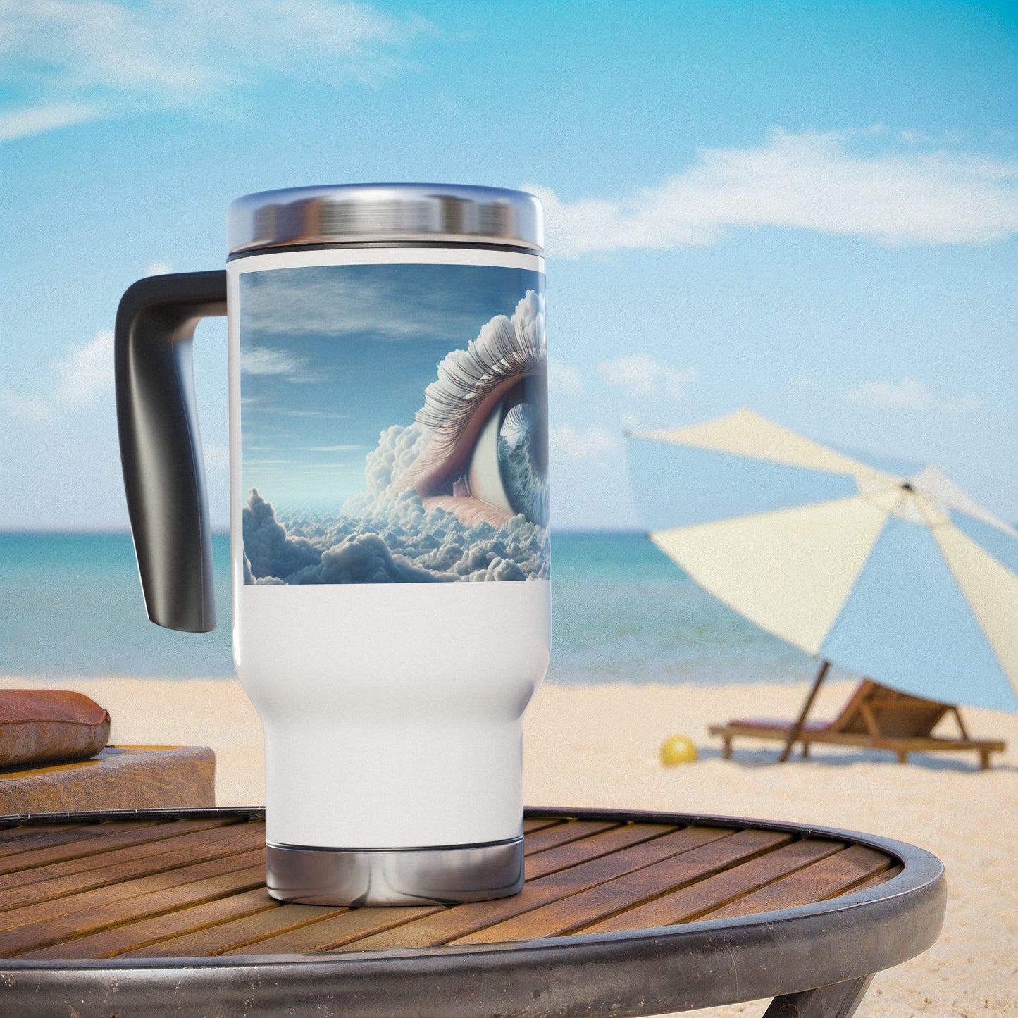 Stainless Steel Travel Mug with Handle, 14oz