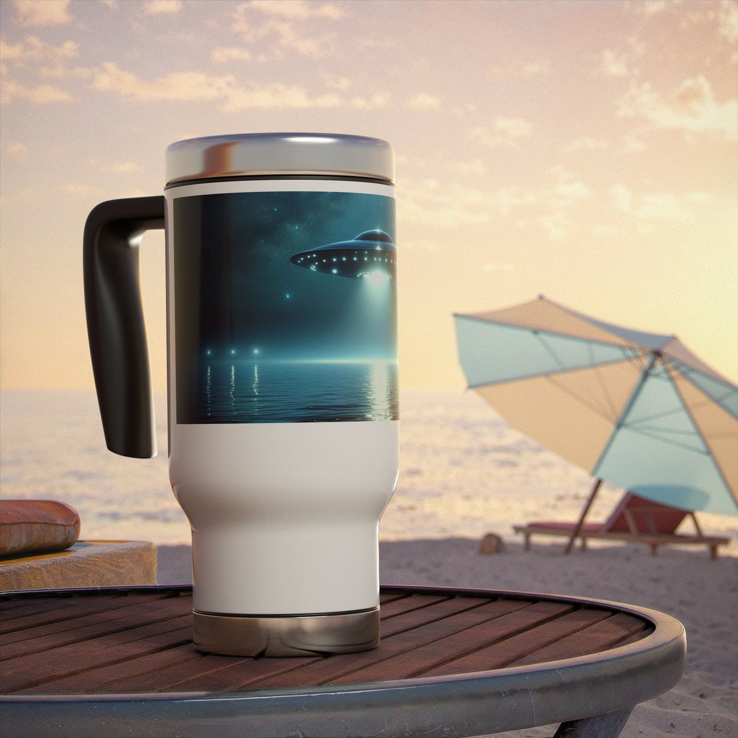 Stainless Steel Travel Mug with Handle, 14oz