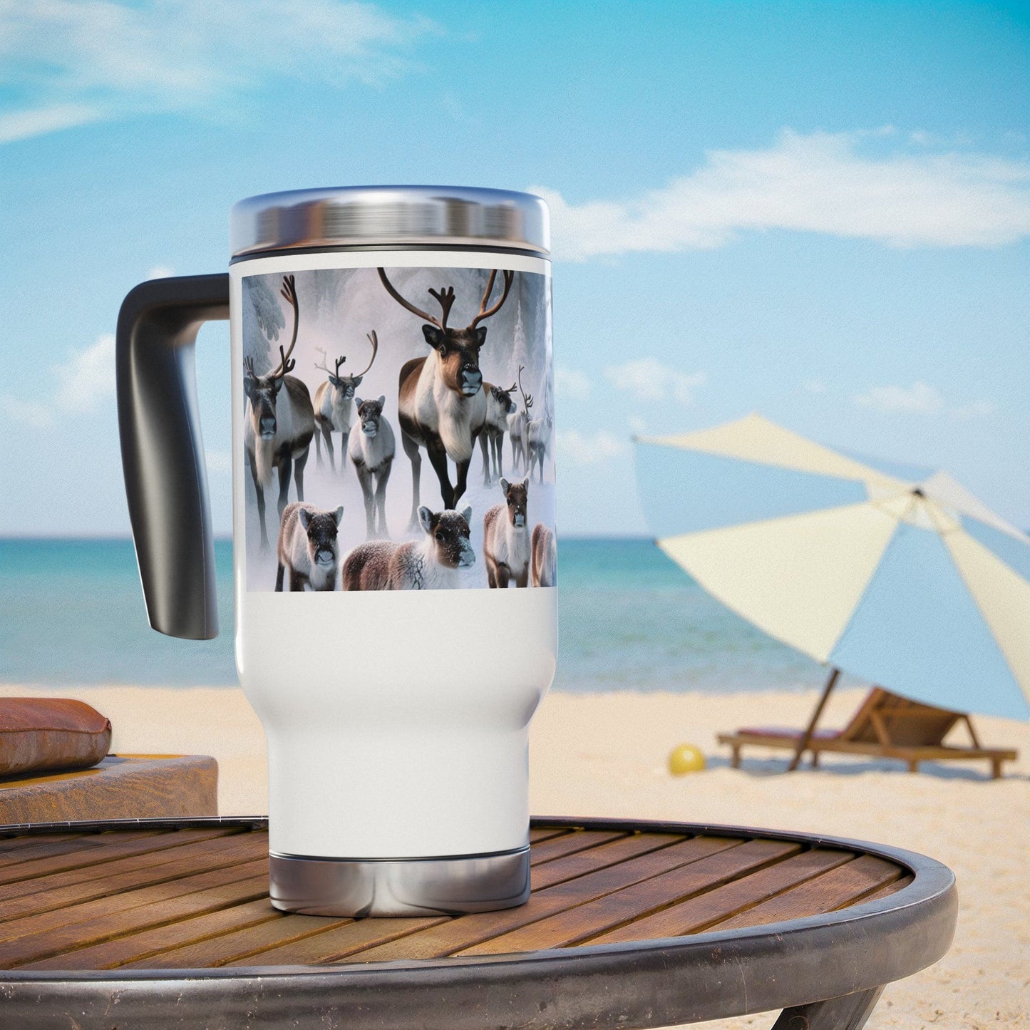 Stainless Steel Travel Mug with Handle, 14oz