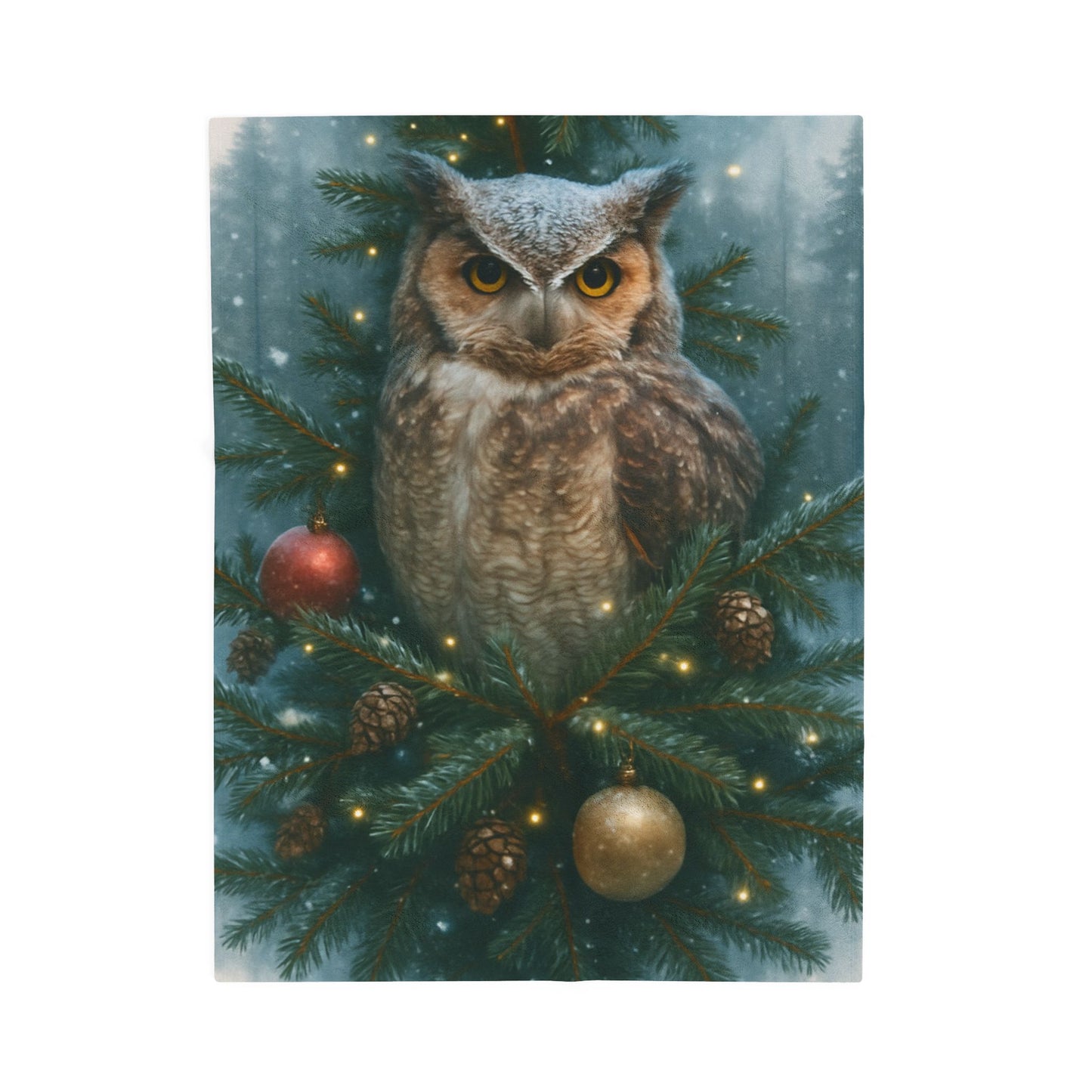 CHRISTAS OWL Velveteen Plush Blanket