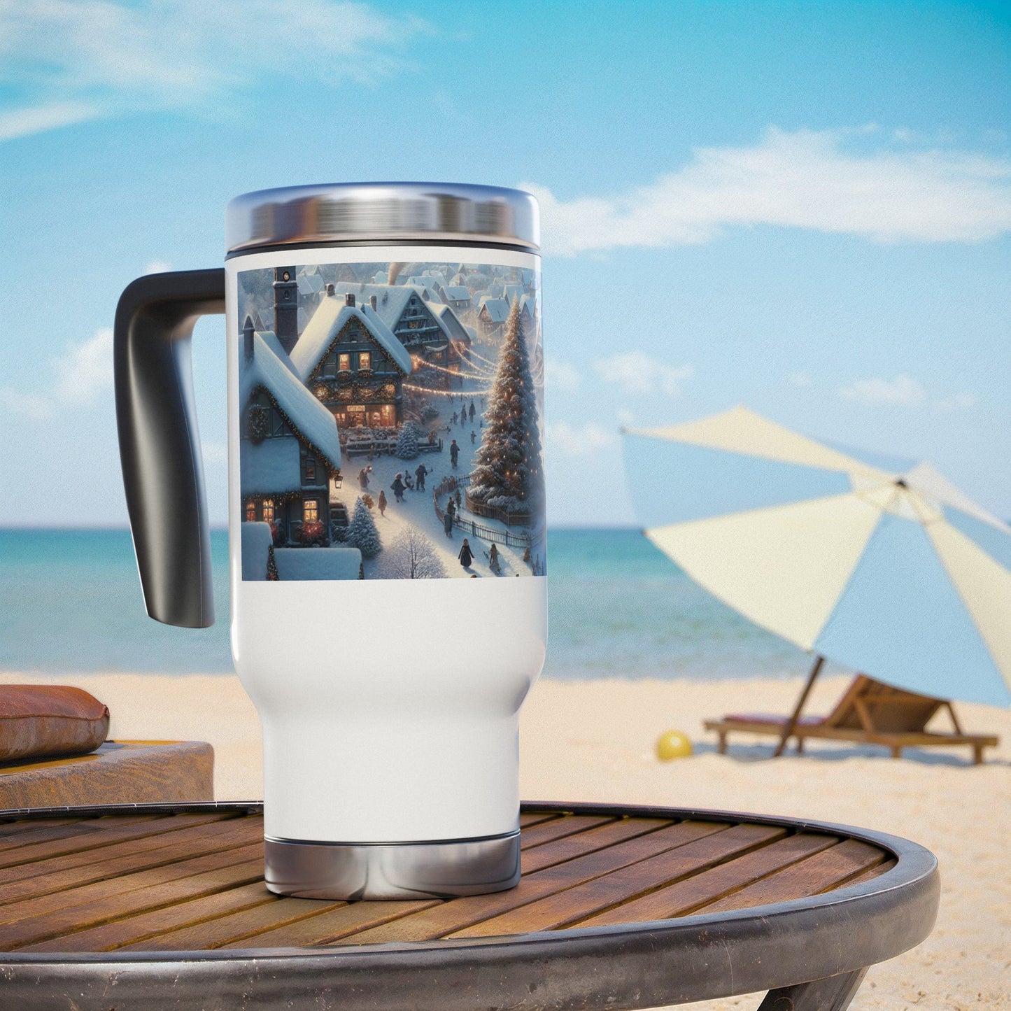 Stainless Steel Travel Mug with Handle, 14oz