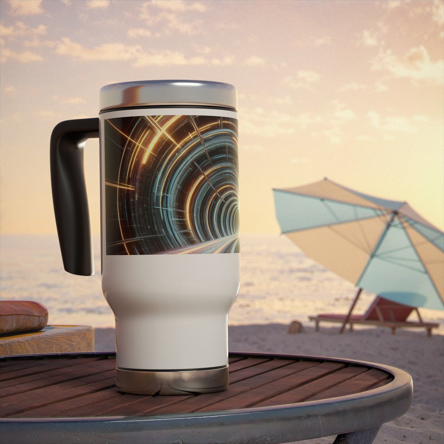 Stainless Steel Travel Mug with Handle, 14oz