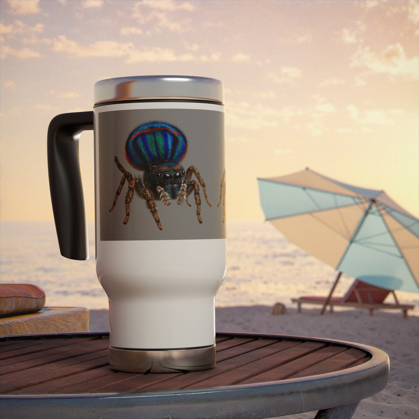 Stainless Steel Travel Mug with Handle, 14oz