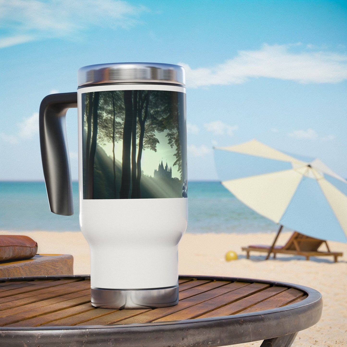 Stainless Steel Travel Mug with Handle, 14oz