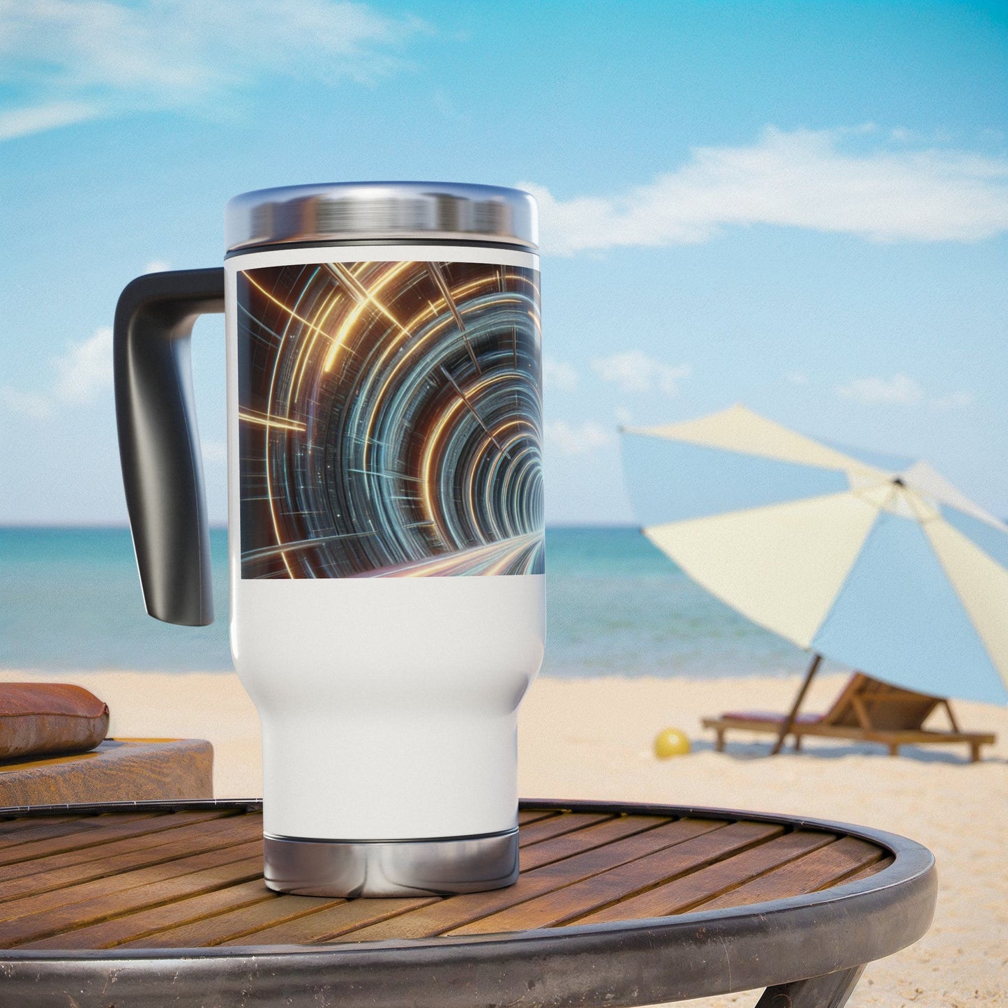 Stainless Steel Travel Mug with Handle, 14oz